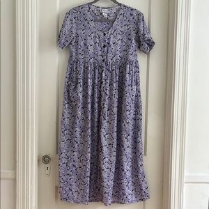 Vintage April Cornell by Cornell Trading Short Sleeved Sheer Purple Floral Dress